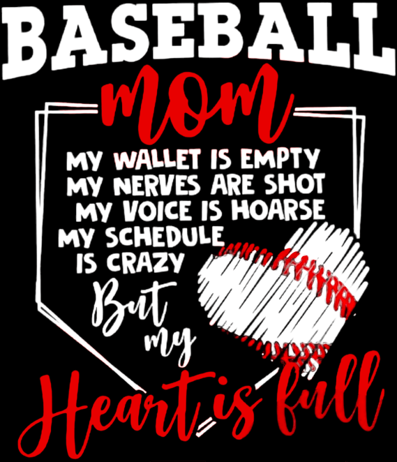Baseball Mom Heart Is Full DTF (direct-to-film) Transfer