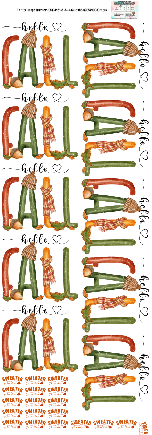Hello Fall 60x22" DTF Ready to Ship Gang Sheet
