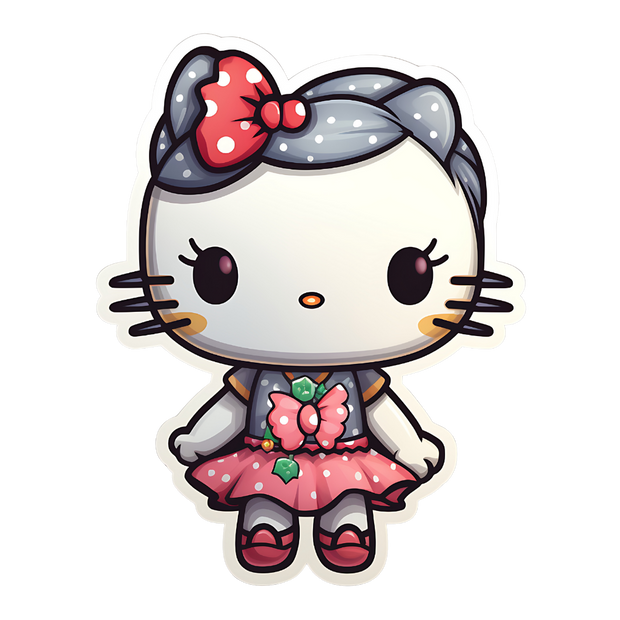 Hello Kitty in Polka Dot Pink Tutu DTF (direct-to-film) Transfer