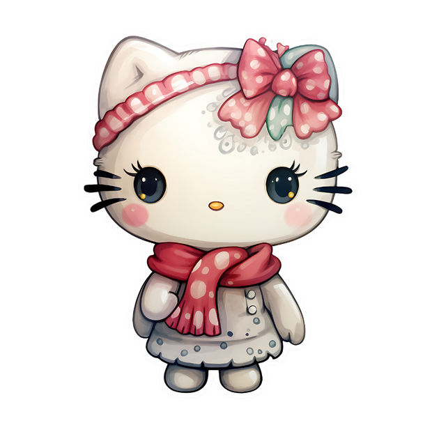 Hello Kitty in White Dress With Headband DTF (direct-to-film) Transfer