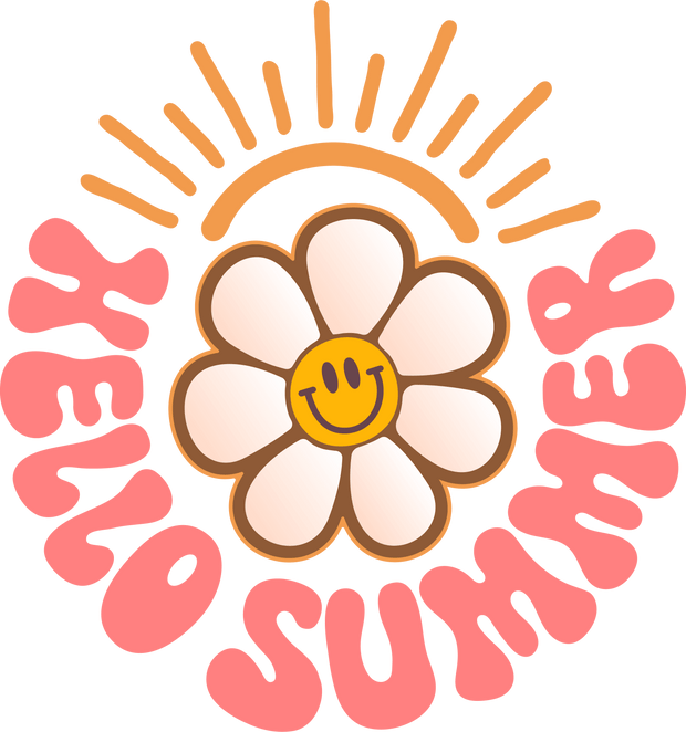 Hello Summer Sun & Flower DTF (direct-to-film) Transfer