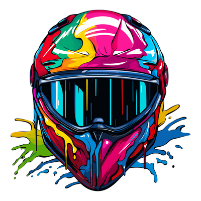 Helmet & Face Shield Color Drip DTF (direct-to-film) Transfer