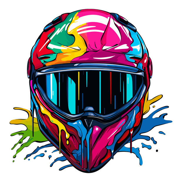 Helmet & Face Shield Color Drip DTF (direct-to-film) Transfer