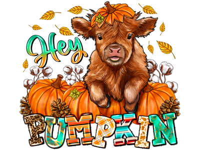 Hey Pumpkin Highland Cow DTF (direct-to-film) Transfer