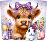 Easter Highland Cow with Bunny UV DTF 20 oz. Tapered Tumbler Wrap