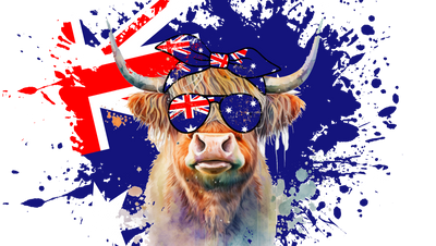 Highland Cow Australia 16oz UV DTF Libby Wrap