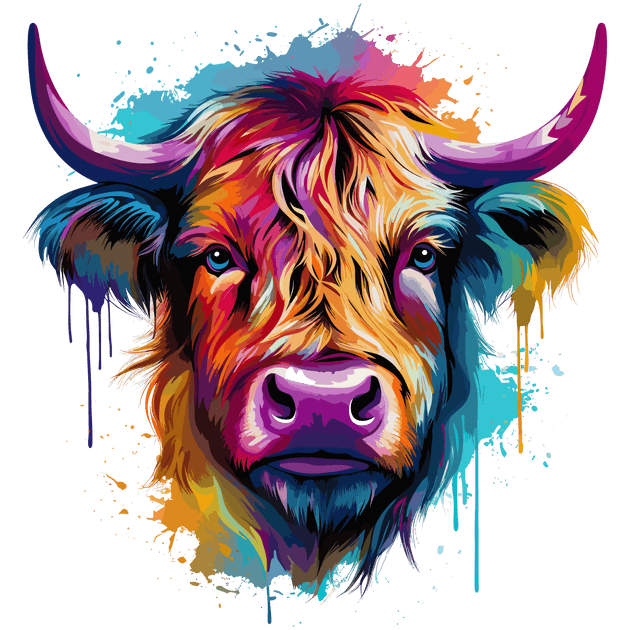 Highland Cow Color Drip DTF (direct-to-film) Transfer – Twisted Image ...