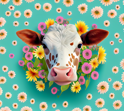 Highland Cow With Yellow Floral 6 UV-DTF 20 oz Skinny Tumbler Wrap
