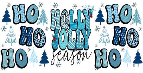 Holly Jolly Season Winter Christmas-Ho Ho Ho Christmas Retro 16oz UV DTF Libby Cup Wrap