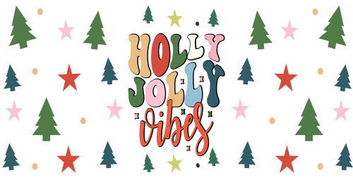 Holly Jolly vibes-Retro Christmas Merry 16oz UV DTF Libby Cup Wrap