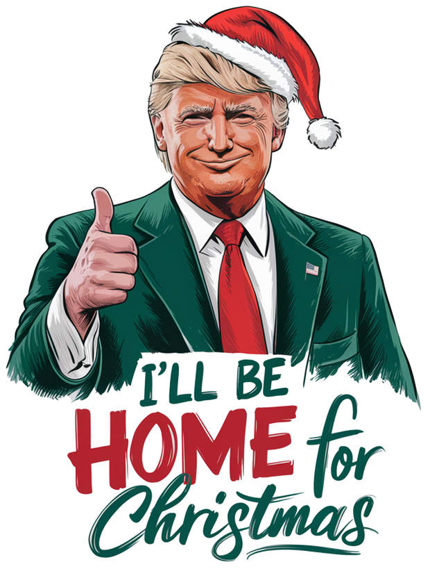 Home for Christmas Smiling Trump Thumbs Up DTF (direct-to-film) Transfer