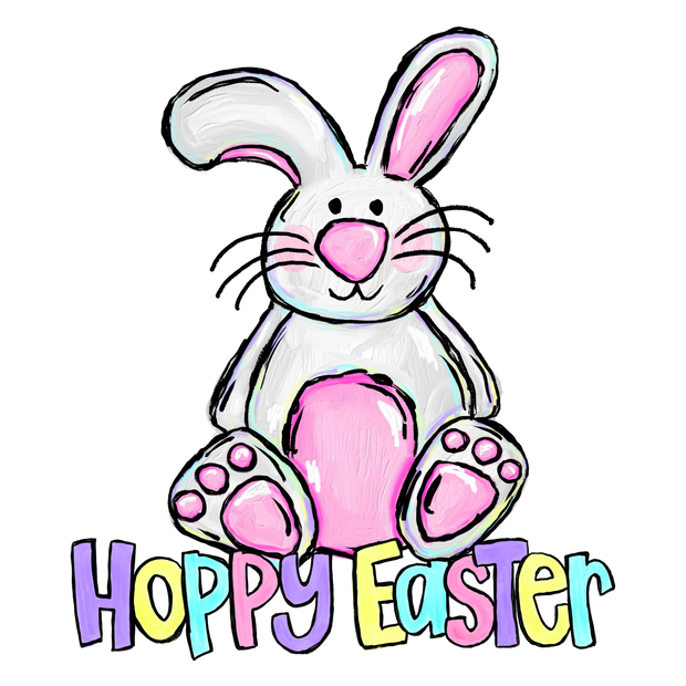 Hoppy Easter Pink Girl Bunny DTF (direct to film) Transfer