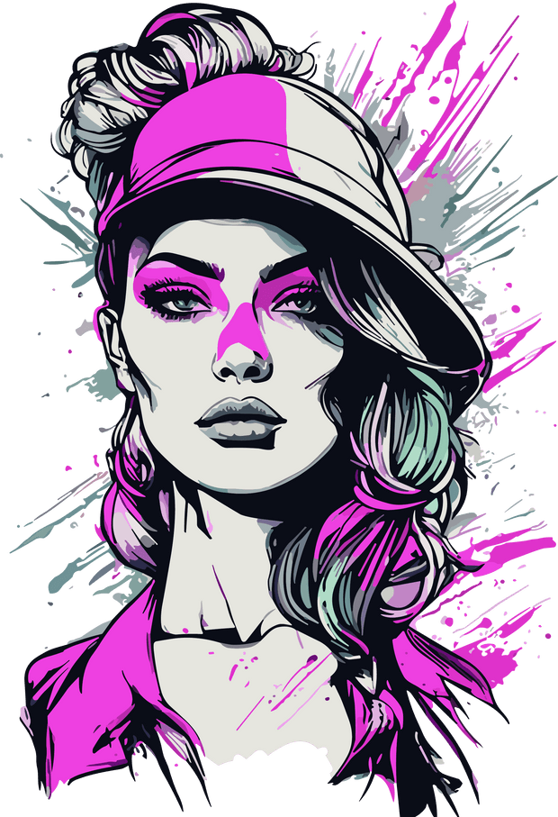 Hot Girl in Purple Color Drip Splatter DTF (direct-to-film) Transfer