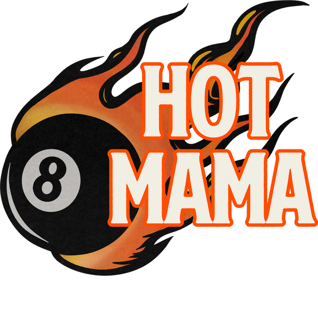 Hot Mama 8 Ball With Flames Sports DTF (direct-to-film) Transfer