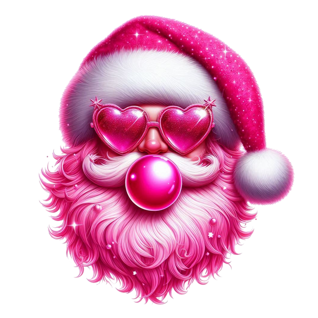 Hot Pink Santa Claus DTF (direct-to-film) Transfer