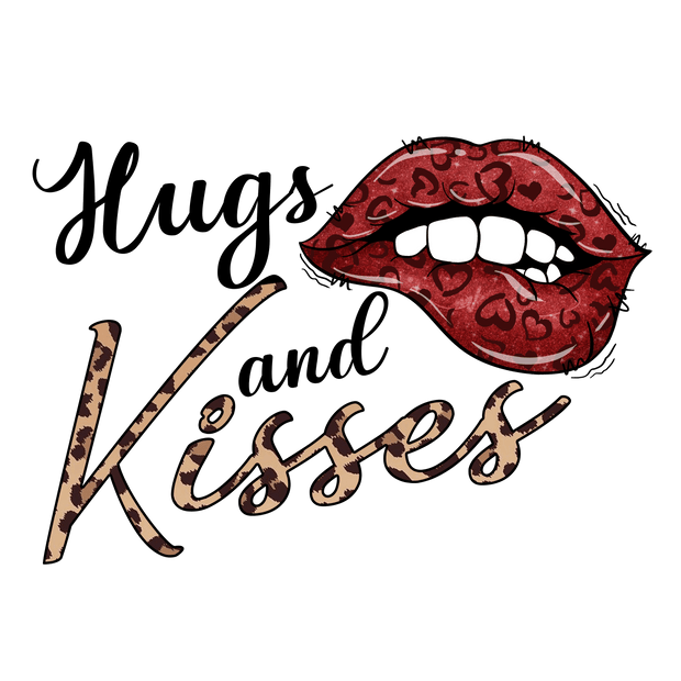 Hug and Kisses with Lips V Day DTF Direct to Film Transfer - Twisted Image Transfers