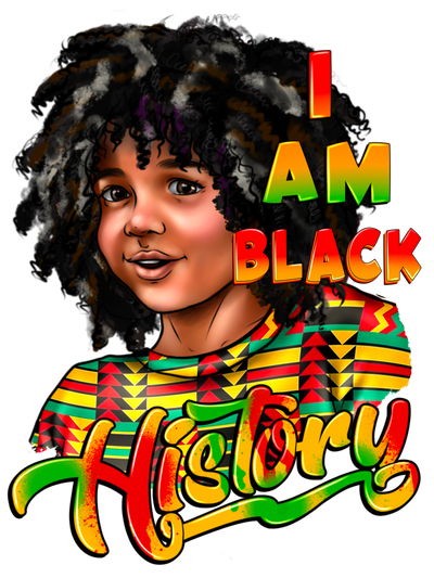 I Am Black History Afro Kid DTF (direct-to-film) Transfer