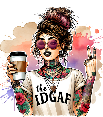 IDGAF Mom Peace Sign Color Splash DTF (direct-to-film) Transfer