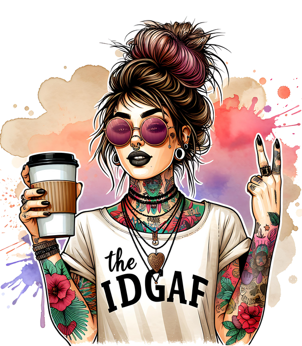 IDGAF Mom Peace Sign Color Splash DTF (direct-to-film) Transfer