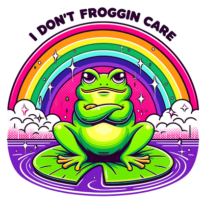 I Don't Froggin Care Rainbow DTF (direct-to-film) Transfer