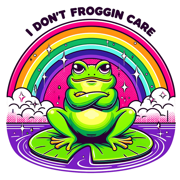 I Don't Froggin Care Rainbow DTF (direct-to-film) Transfer