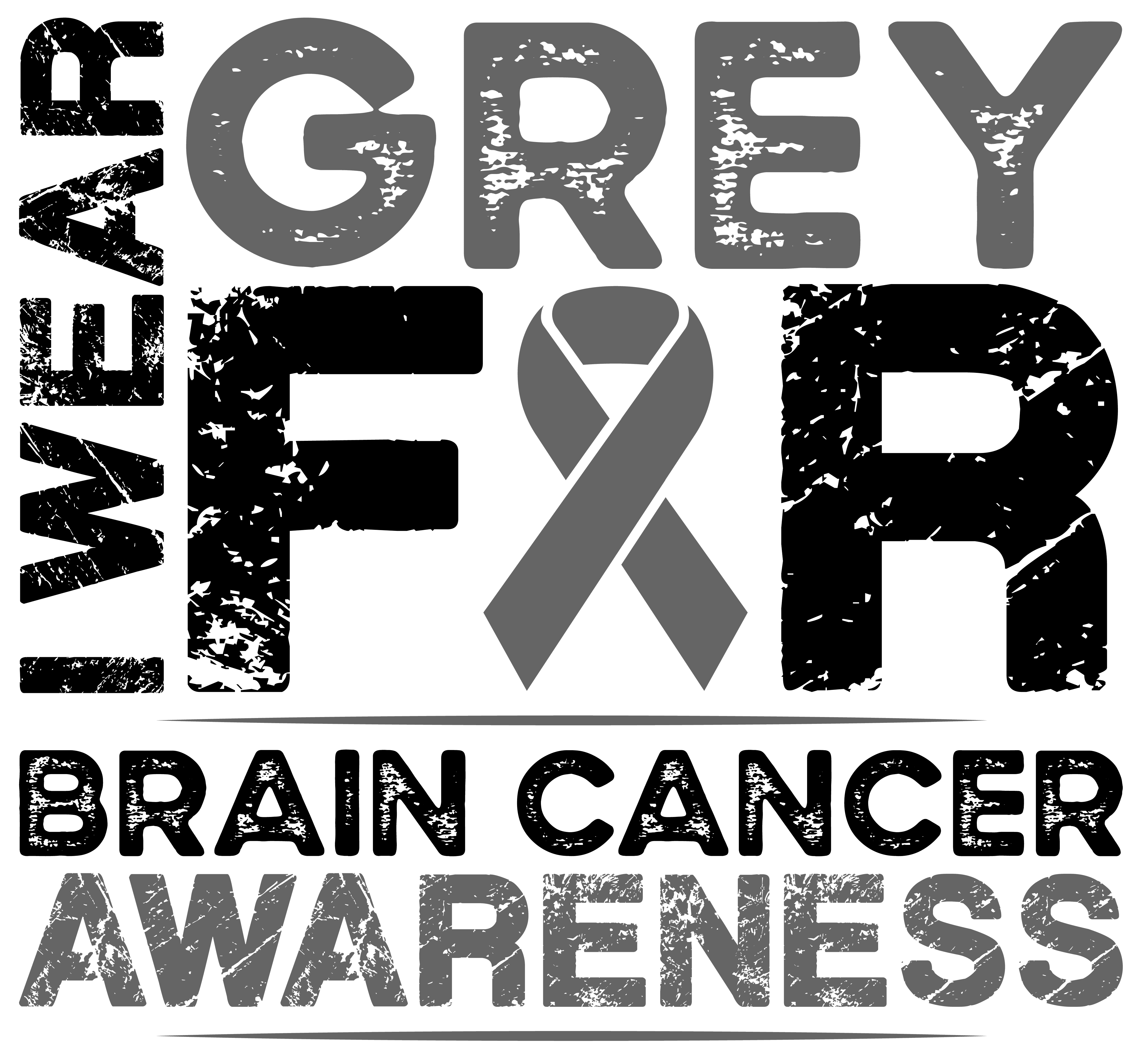 I Wear Grey for Brain Cancer Awareness DTF (direct to film) Transfer ...