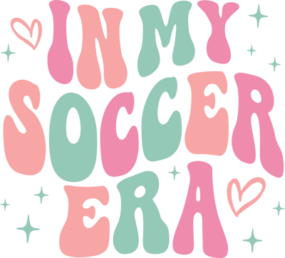 In My Soccer Era Pastel Pink Green Coral DTF (direct-to-film) Transfer