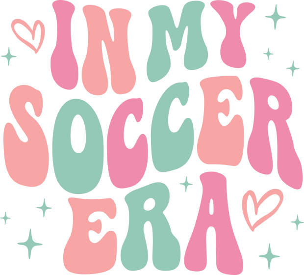 In My Soccer Era Pastel Pink Green Coral DTF (direct-to-film) Transfer