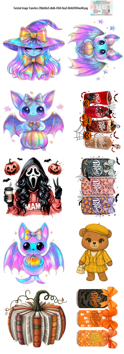 Iridescent Halloween Pepper 60x22" DTF Ready to Ship Gang Sheet