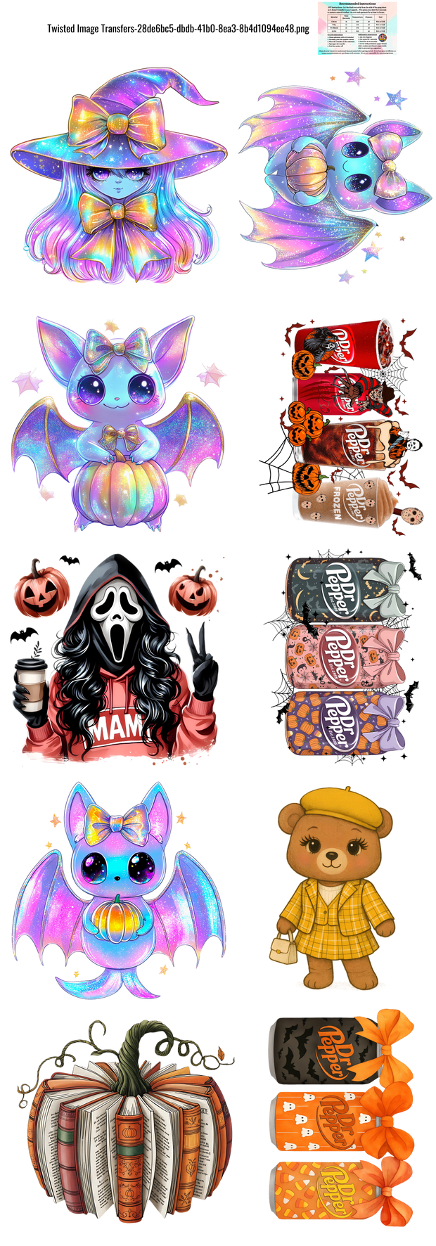 Iridescent Halloween Pepper 60x22" DTF Ready to Ship Gang Sheet