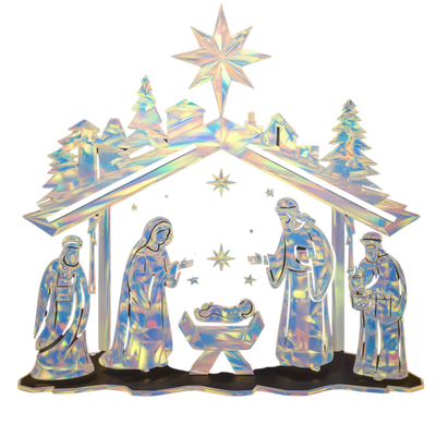 Iridescent Nativity Scene DTF (direct-to-film) Transfer