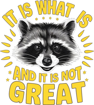 It Is What it is Raccoon in Yellow DTF (direct to film) Transfer