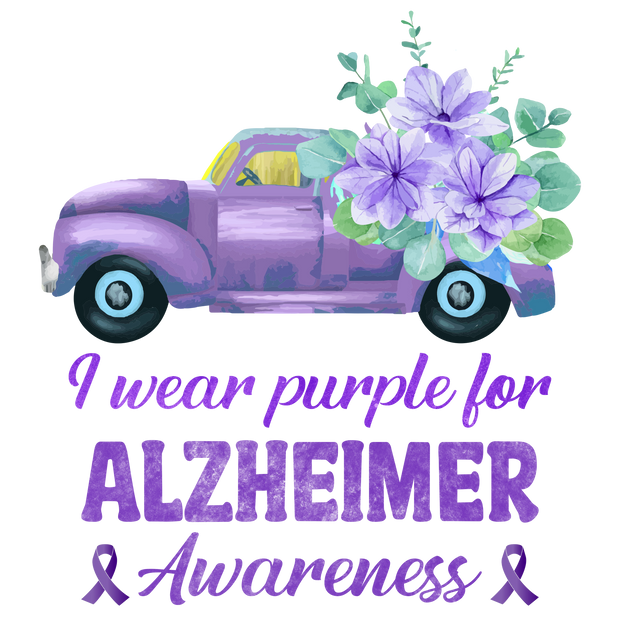 I Wear Purple for Alzheimer's Awareness DTF (direct to film) Transfer