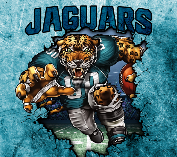 Jacksonville Jaguars With Animated Football Player UV-DTF 20 oz Skinny Tumbler Wrap