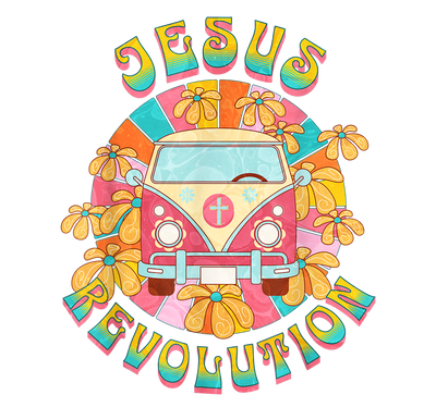 Jesus Revolution People Retro Van Bus Christian Faith DTF (direct-to-film) Transfer