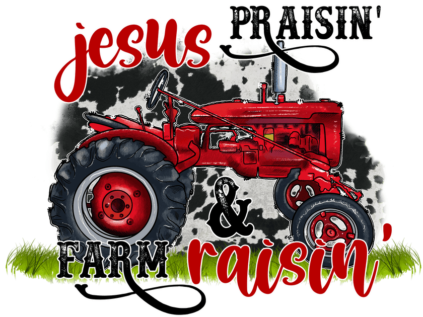 Tractor Jesus Jesus & Farm Tractor DTF (direct-to-film) Transfer – Twisted Image ...