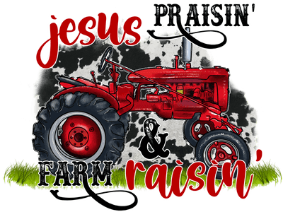 Jesus & Farm Tractor DTF (direct-to-film) Transfer
