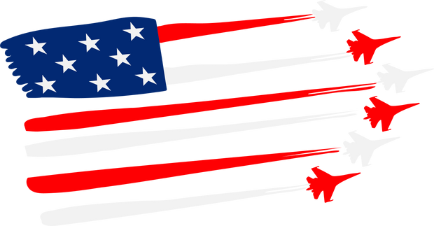 Jets & USA Flag DTF (direct-to-film) Transfer
