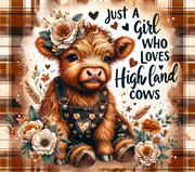 Just a Girl Who Loves Highland Cows 20 oz. Skinny Straight UV DTF Tumbler Wrap