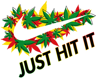 Just Hit It In Black Font With Weed Leaf Swoosh 429 DTF (direct to film) Transfer