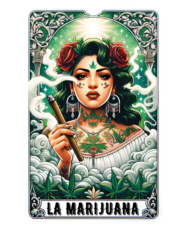 La Marijuana Tarot Card With Spanish Girl 420 DTF (direct to film) Transfer