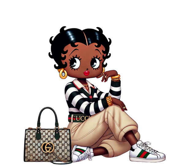 Lady Siting with Gucci Bag DTF (direct-to-film) Transfer