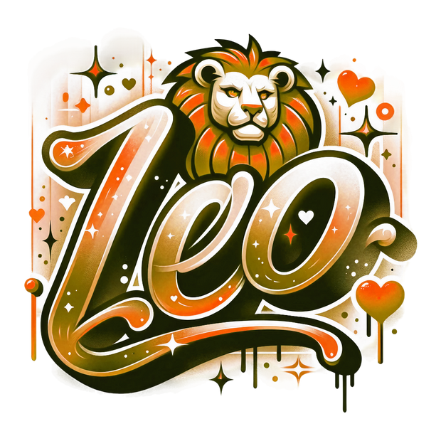 Leo 1 Orange Zodiac DTF (direct-to-film) Transfer