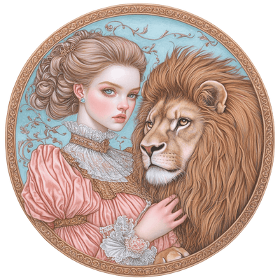 Leo Girl & Lion Zodiac DTF (direct-to-film) Transfer