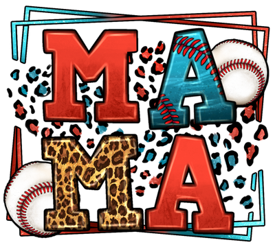 Leopard Baseball Mama DTF (direct-to-film) Transfer