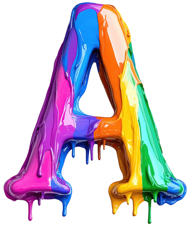 Letter A Color Drip DTF (direct-to-film) Transfer