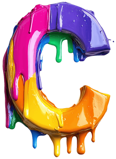 Letter C Color Drip DTF (direct-to-film) Transfer