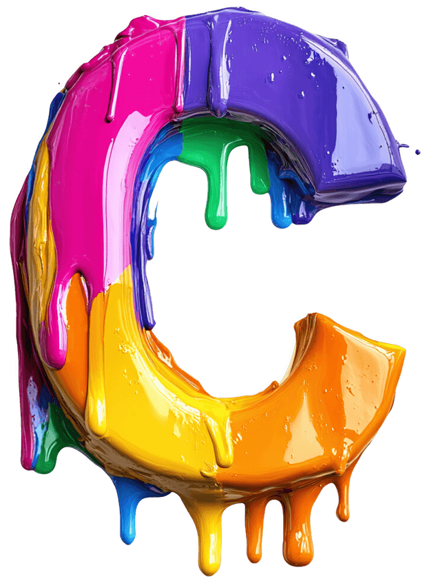 Letter C Color Drip DTF (direct-to-film) Transfer