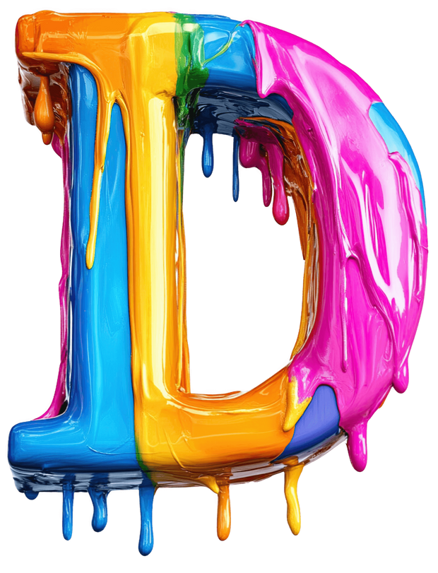 Letter D Color Drip DTF (direct-to-film) Transfer