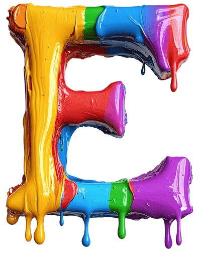 Letter E Color Drip DTF (direct-to-film) Transfer